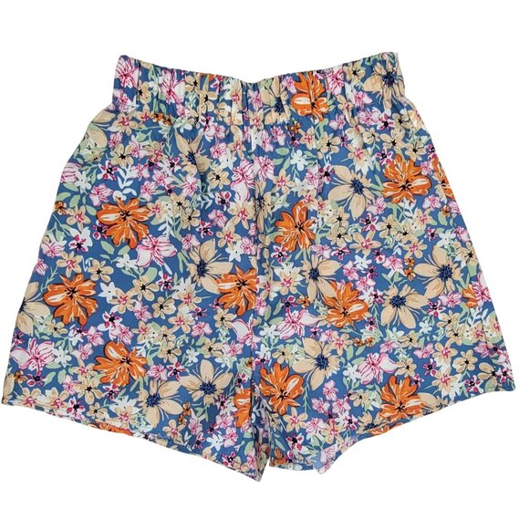 Womens Shorts Small Blue and Floral Elastic Waist Summer Beachy New in Bag - Picture 2 of 9